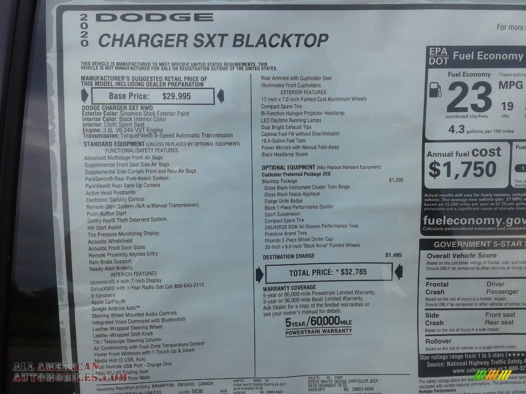 2020 Charger SXT - Sinamon Stick / Black photo #28