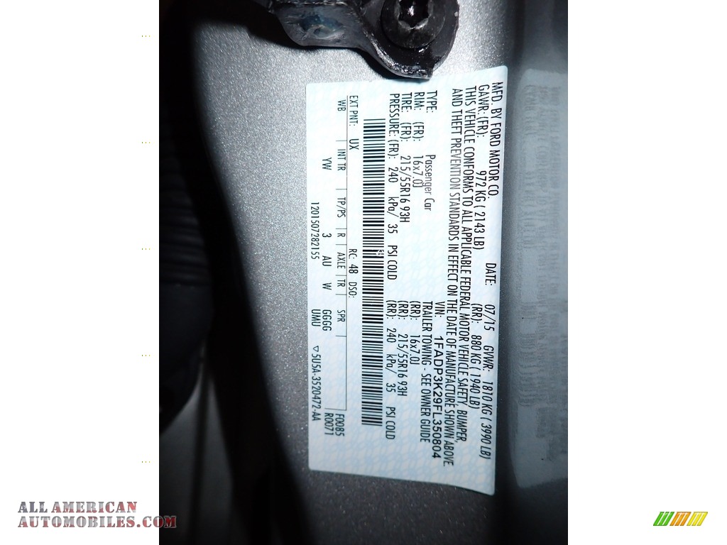 2015 Focus SE Hatchback - Ingot Silver Metallic / Charcoal Black photo #33