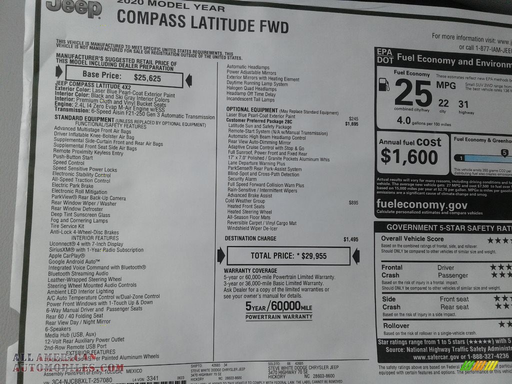 2020 Compass Latitude - Laser Blue Pearl / Ski Gray/Black photo #29
