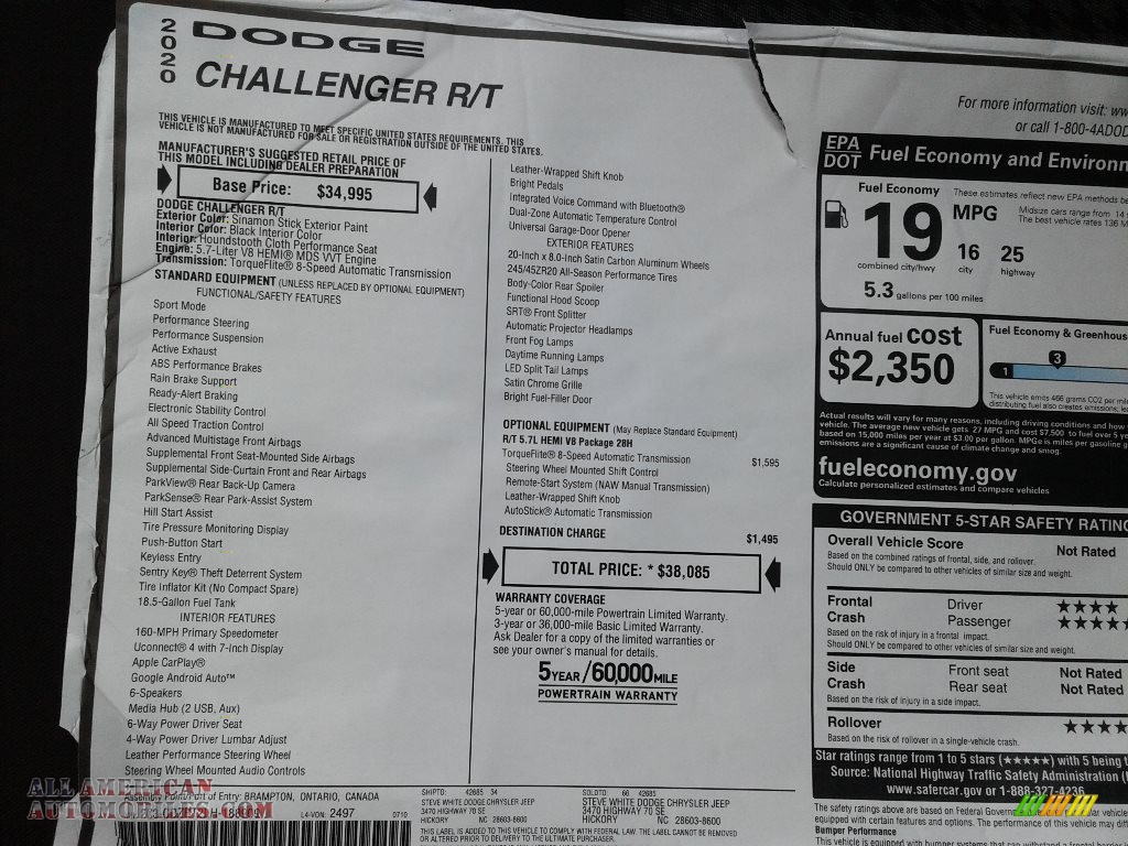 2020 Challenger R/T - Sinamon Stick / Black photo #25