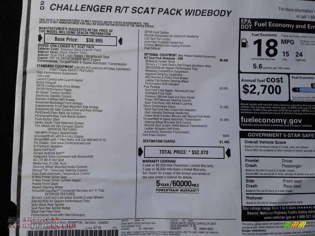 2020 Challenger R/T Scat Pack Widebody - Sinamon Stick / Black w/Alcantara photo #26