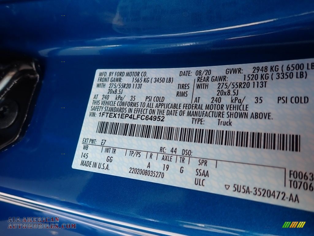 2020 F150 STX SuperCab 4x4 - Velocity Blue / Black photo #11