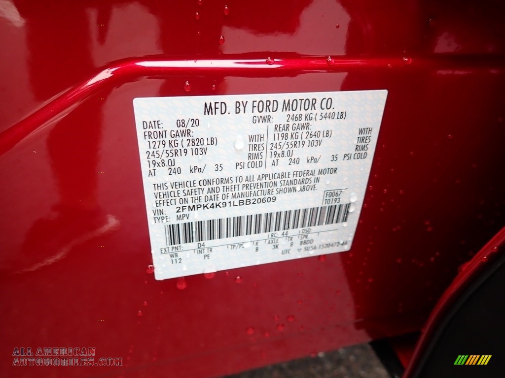 2020 Edge Titanium AWD - Rapid Red Metallic / Ebony photo #12