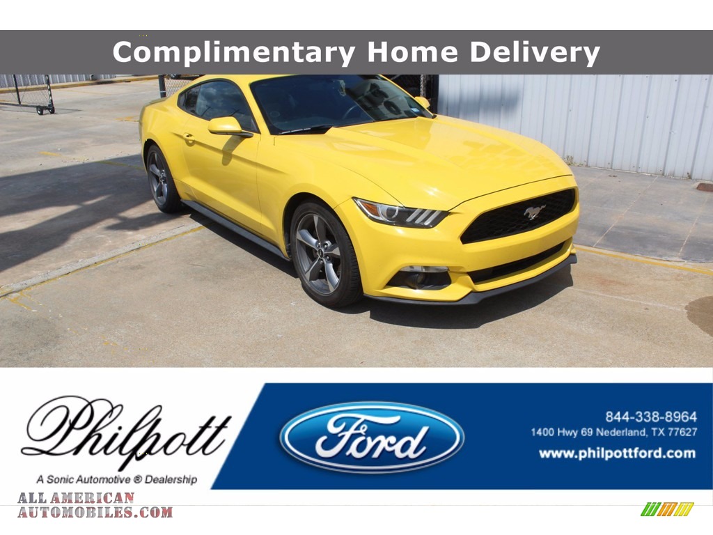Triple Yellow Tricoat / Ebony Ford Mustang V6 Coupe