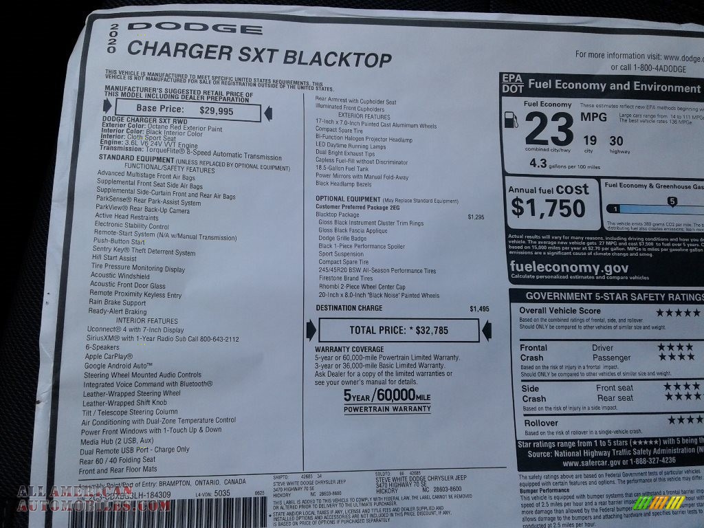 2020 Charger SXT - Octane Red / Black photo #26