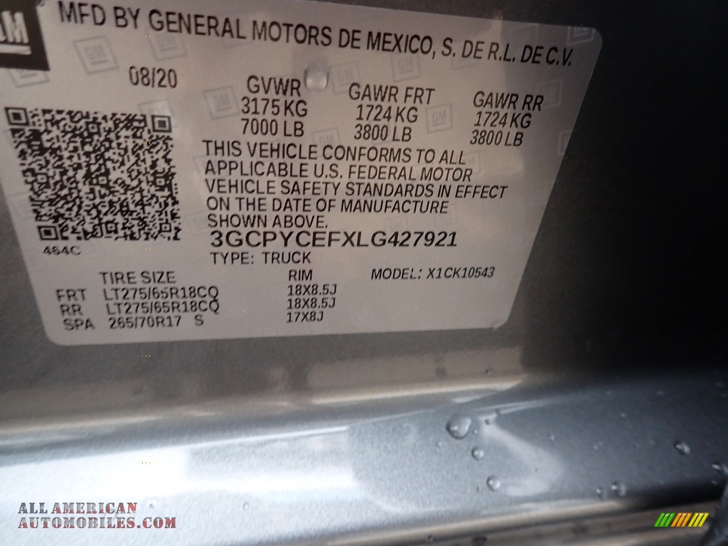 2020 Silverado 1500 Custom Trail Boss Crew Cab 4x4 - Satin Steel Metallic / Jet Black photo #15