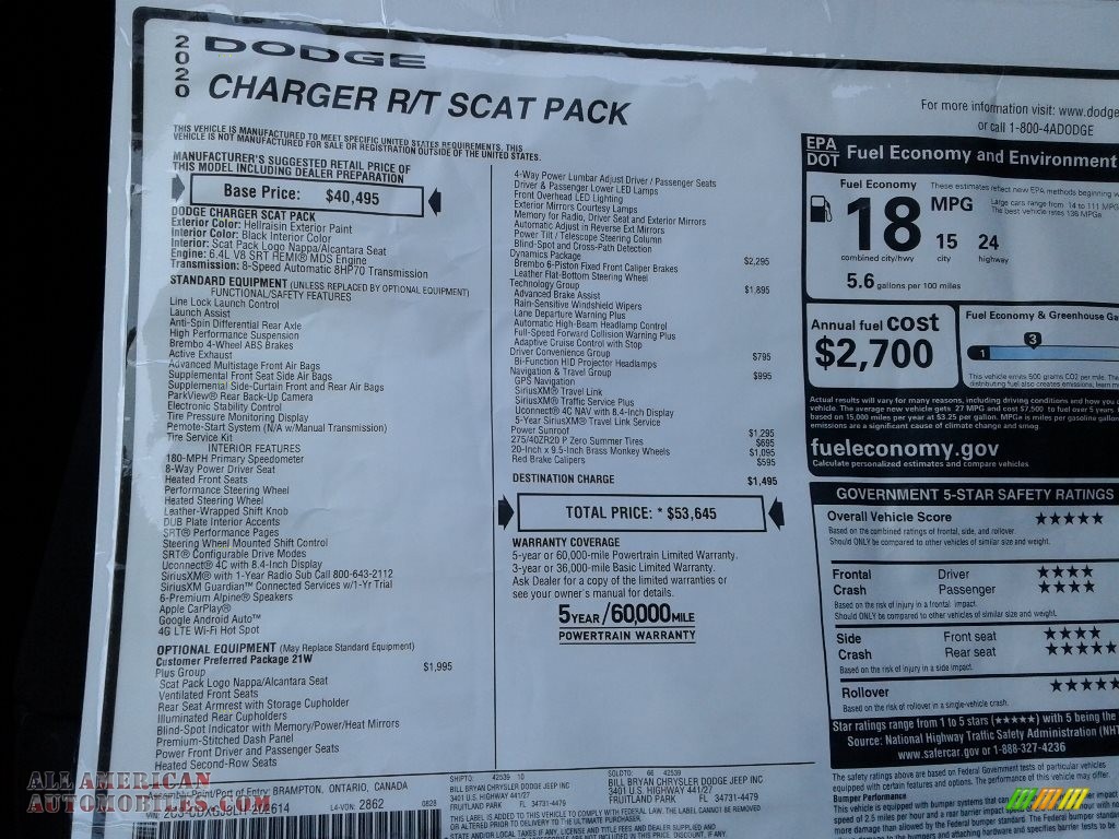 2020 Charger Scat Pack - Hellraisin / Black photo #33