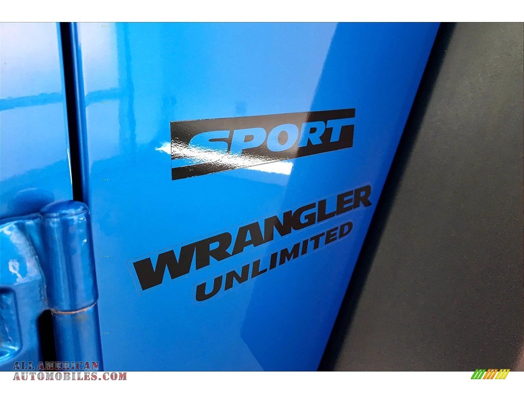 2015 Wrangler Unlimited Sport 4x4 - Hydro Blue Pearl / Black photo #29