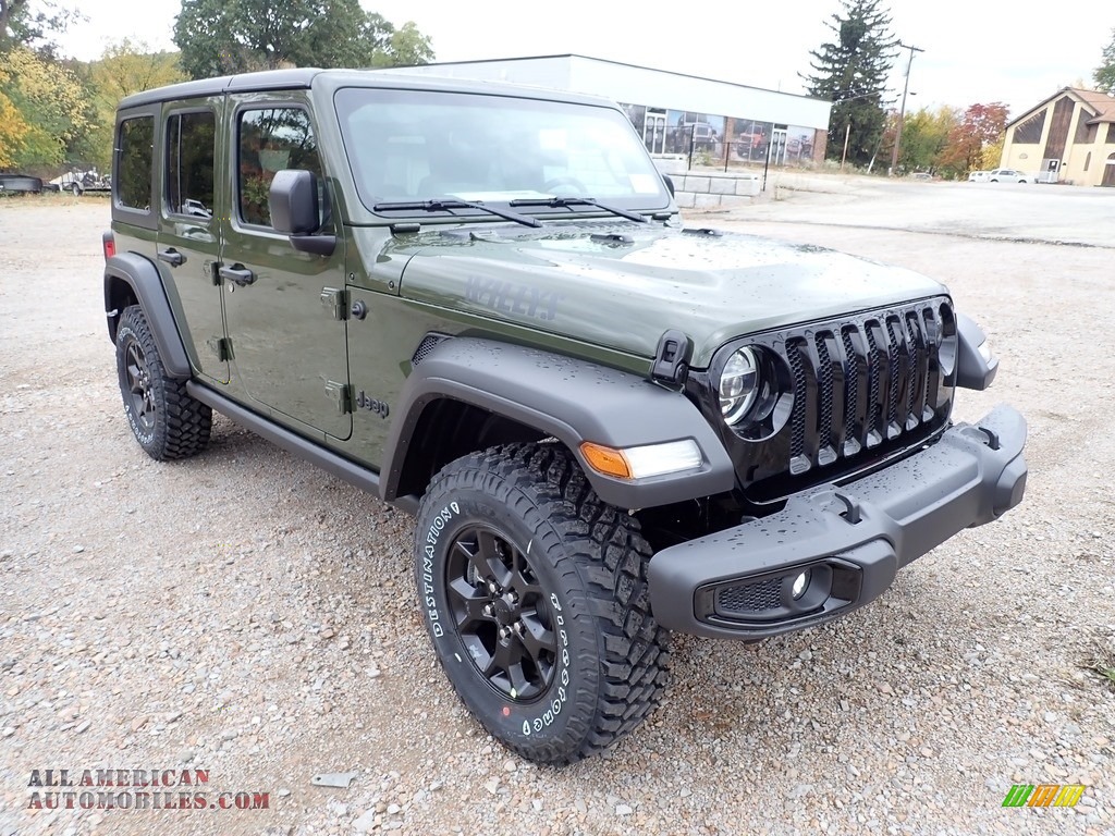 2021 Wrangler Unlimited Willys 4x4 - Sarge Green / Black photo #8