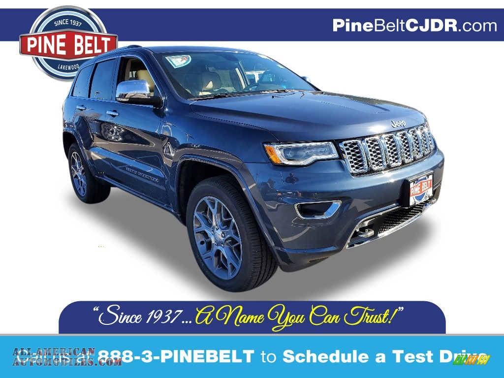 Slate Blue Pearl / Light Frost/Brown Jeep Grand Cherokee Overland 4x4