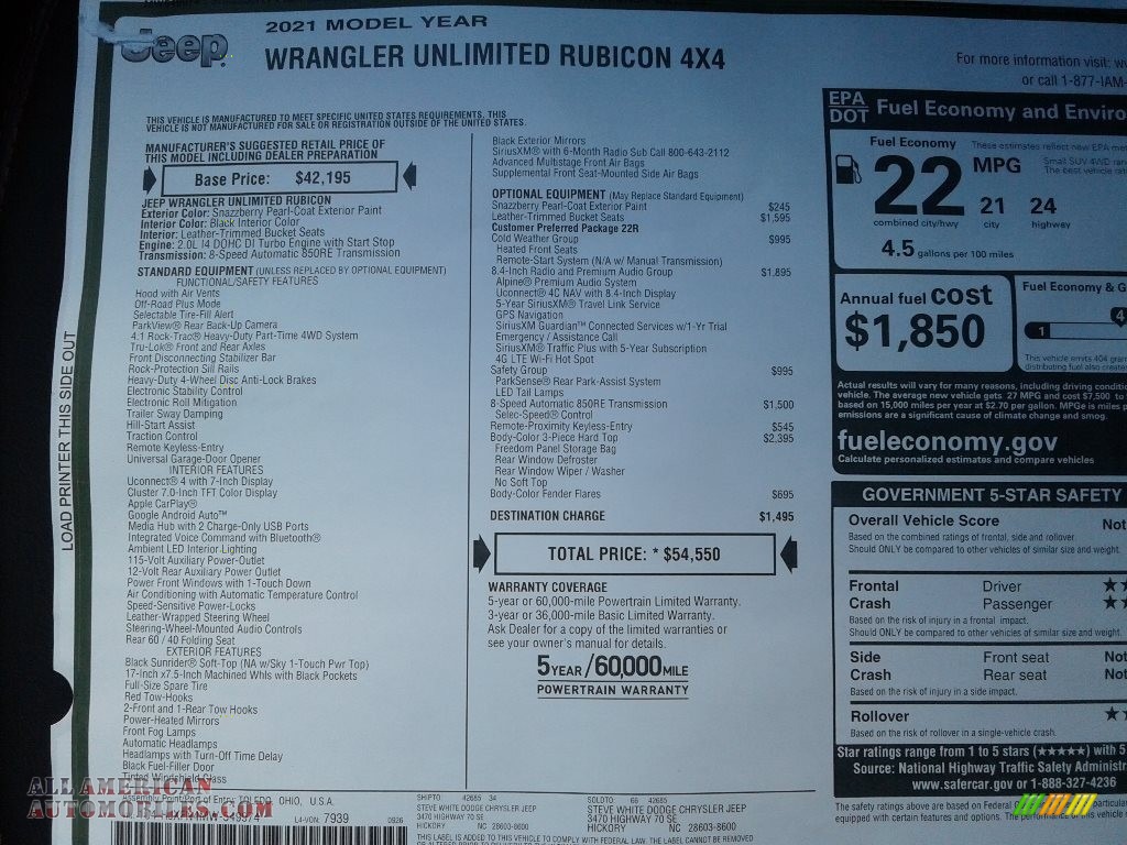 2021 Wrangler Unlimited Rubicon 4x4 - Snazzberry Pearl / Black photo #30