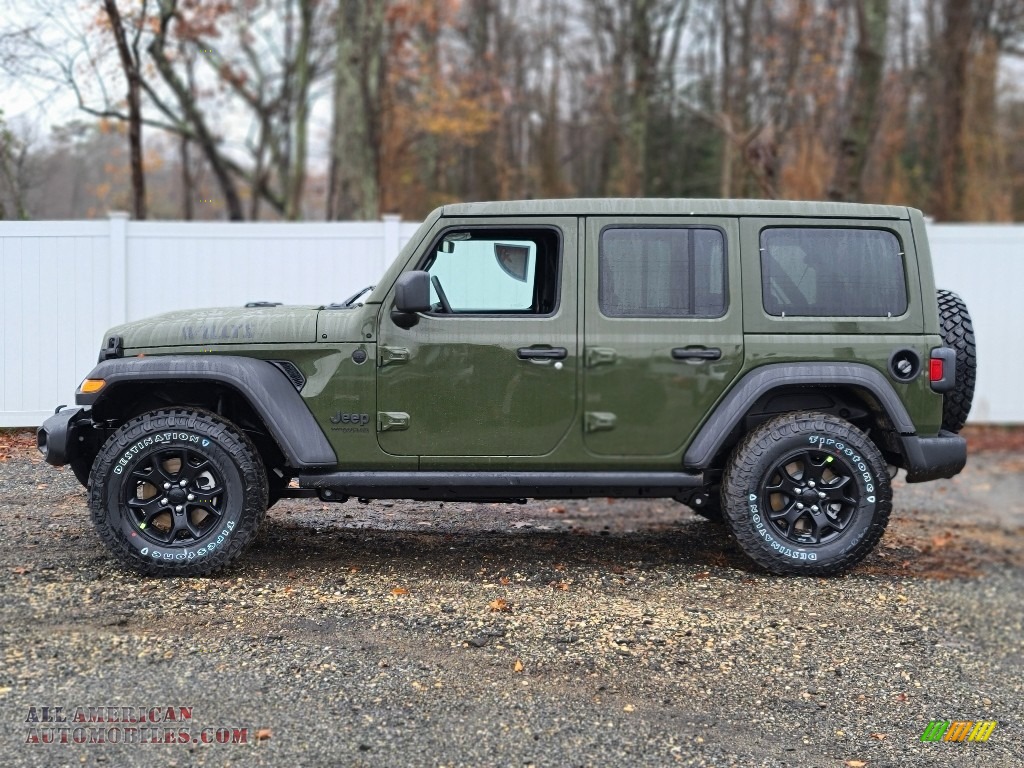 2021 Wrangler Unlimited Willys 4x4 - Sarge Green / Black photo #4