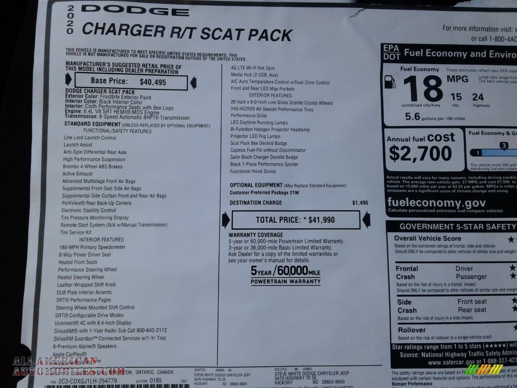 2020 Charger Scat Pack - Frostbite / Black photo #27