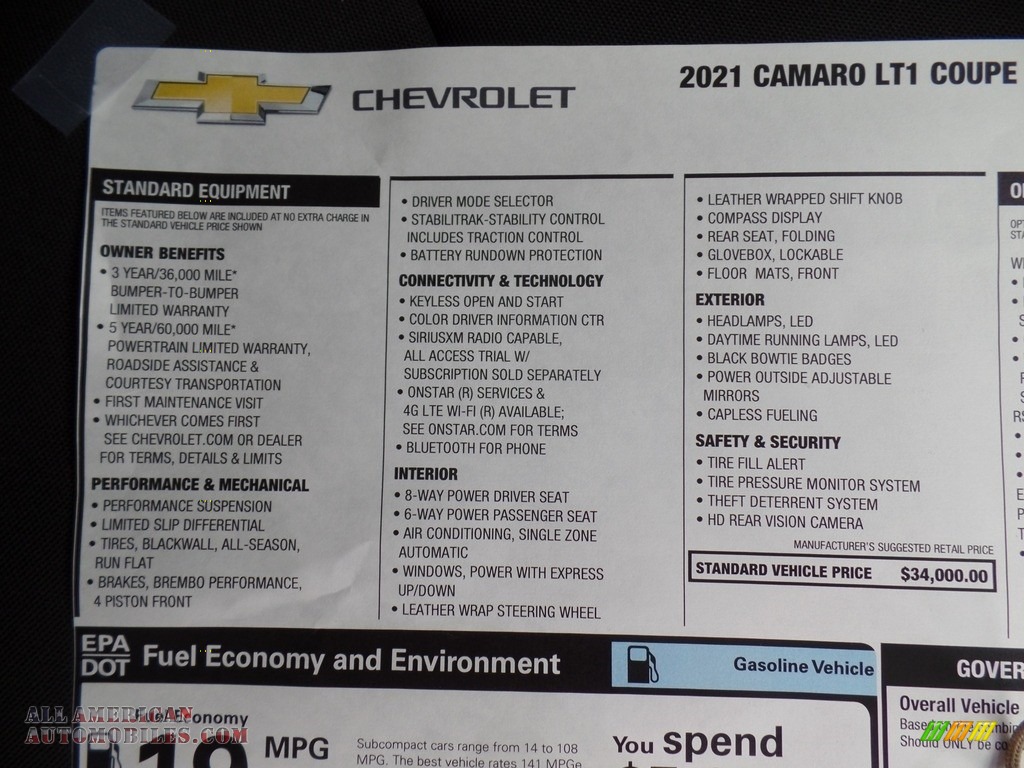 2021 Camaro LT1 Coupe - Wild Cherry Tintcoat / Jet Black photo #38