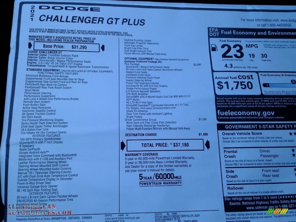 2021 Challenger GT - Frostbite / Black photo #27