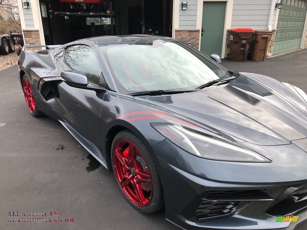 2020 Corvette Stingray Coupe - Shadow Gray Metallic / Adrenaline Red/Jet Black photo #7