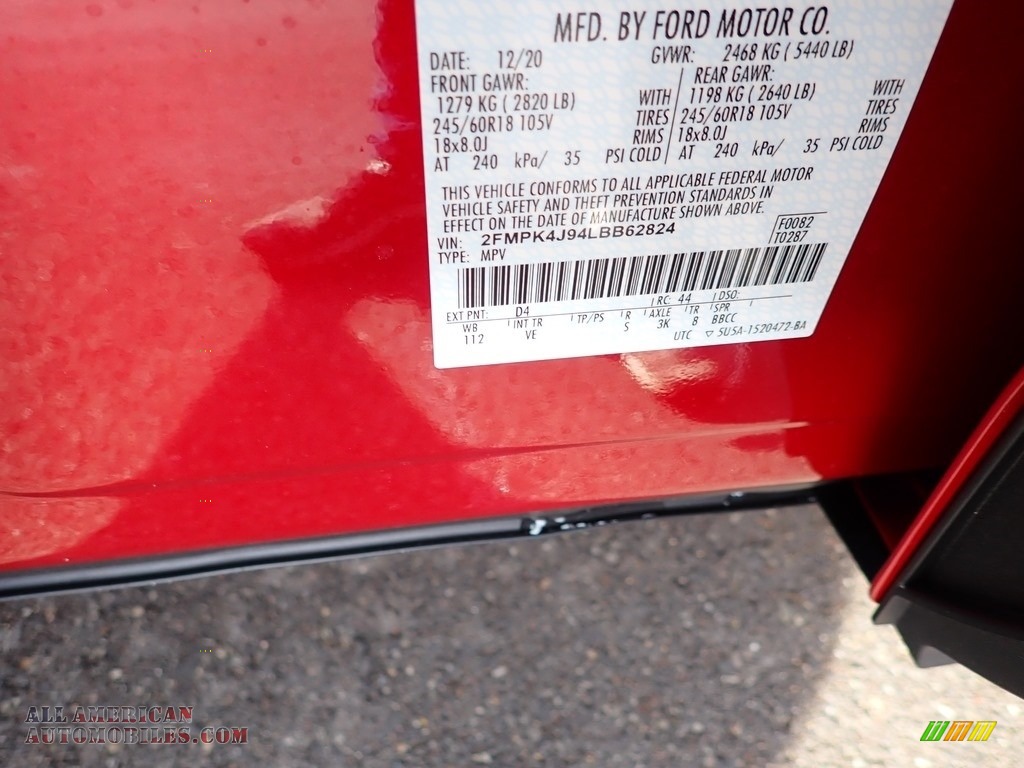 2020 Edge SEL AWD - Rapid Red Metallic / Ebony photo #10