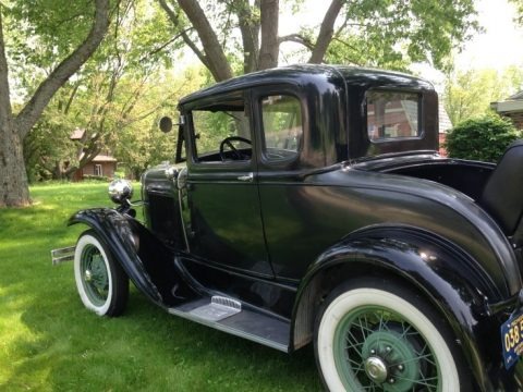 Black 1931 Ford Model A Deluxe 5 Window Coupe