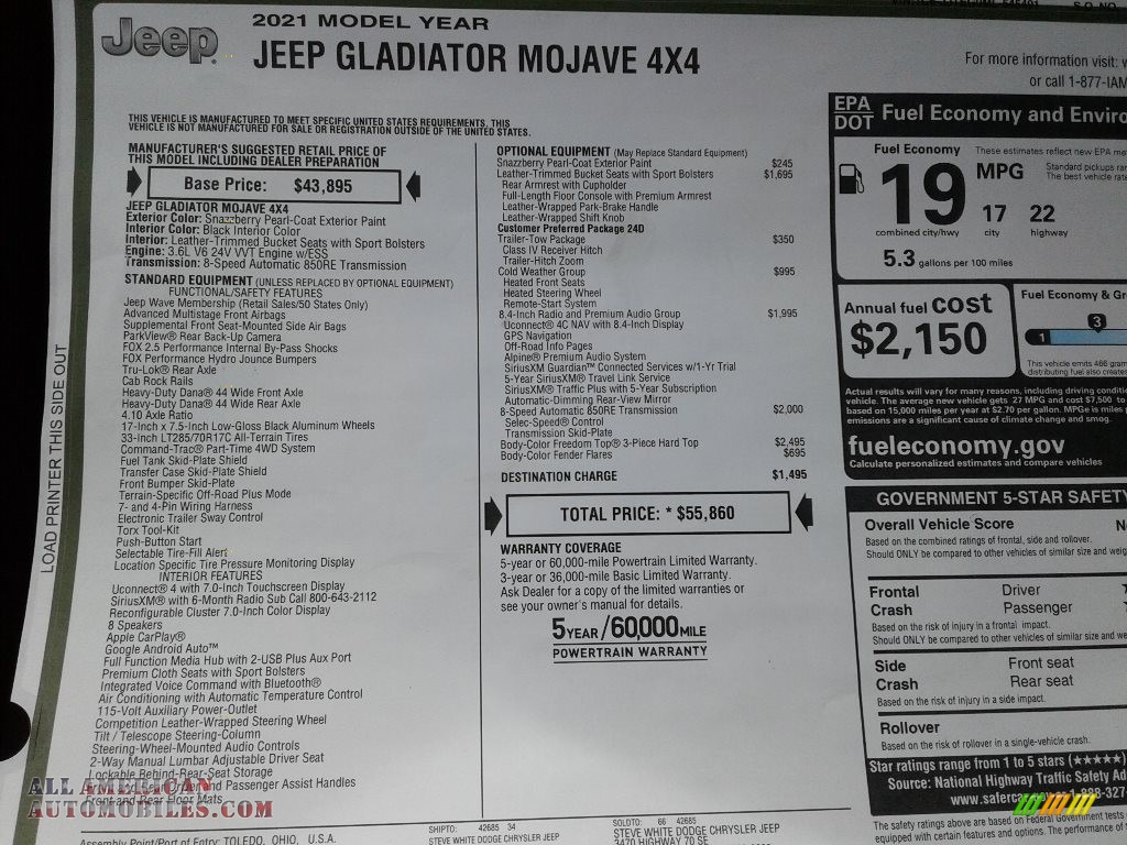 2021 Gladiator Mojave 4x4 - Snazzberry Pearl / Black photo #30