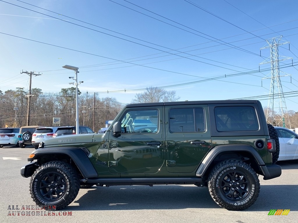 2021 Wrangler Unlimited Willys 4x4 - Sarge Green / Black photo #3