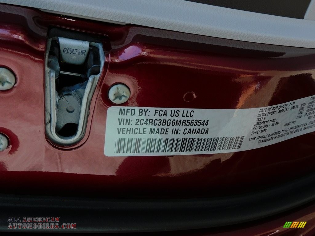 2021 Pacifica Touring L AWD - Velvet Red Pearl / Cognac/Alloy photo #20