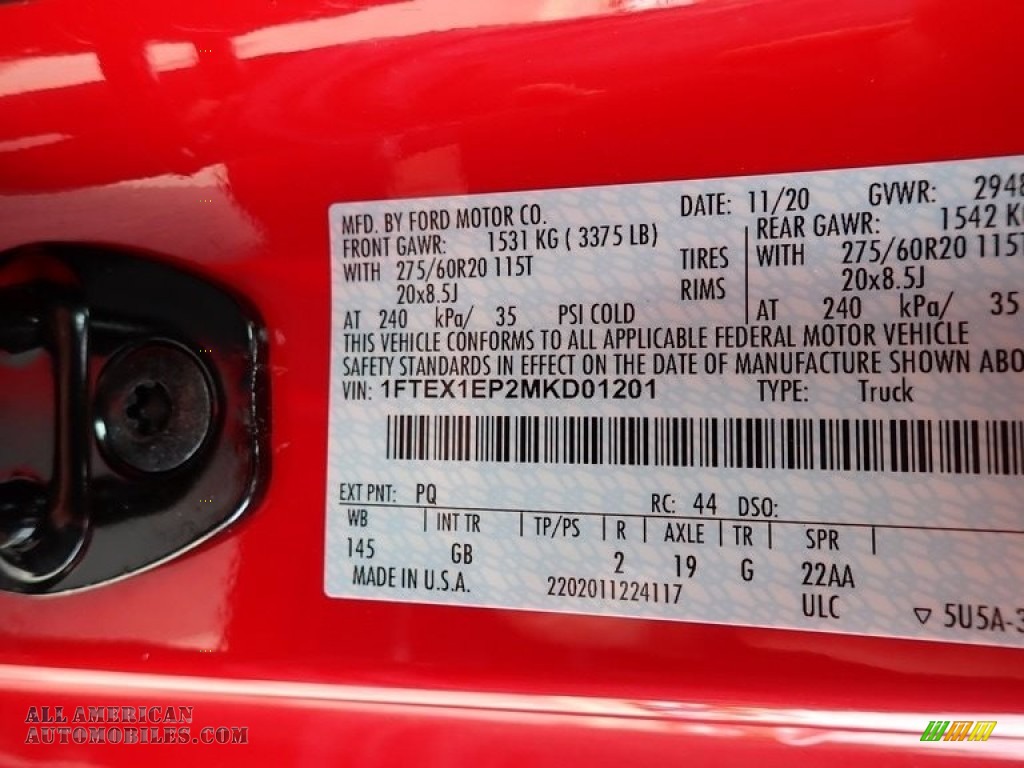 2021 F150 STX SuperCab 4x4 - Race Red / Black photo #13