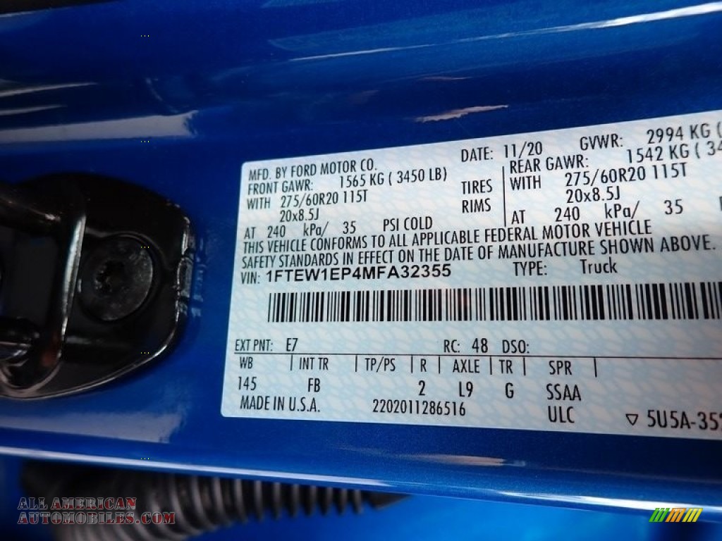 2021 F150 XLT SuperCrew 4x4 - Velocity Blue / Black photo #15
