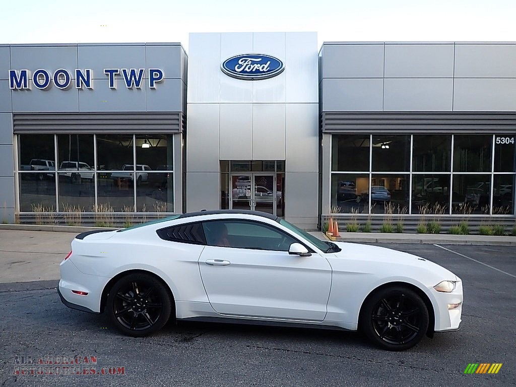 Oxford White / Showstopper Red Ford Mustang EcoBoost Premium Fastback