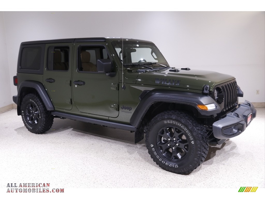 2021 Wrangler Unlimited Willys 4x4 - Sarge Green / Heritage Tan/Black photo #1