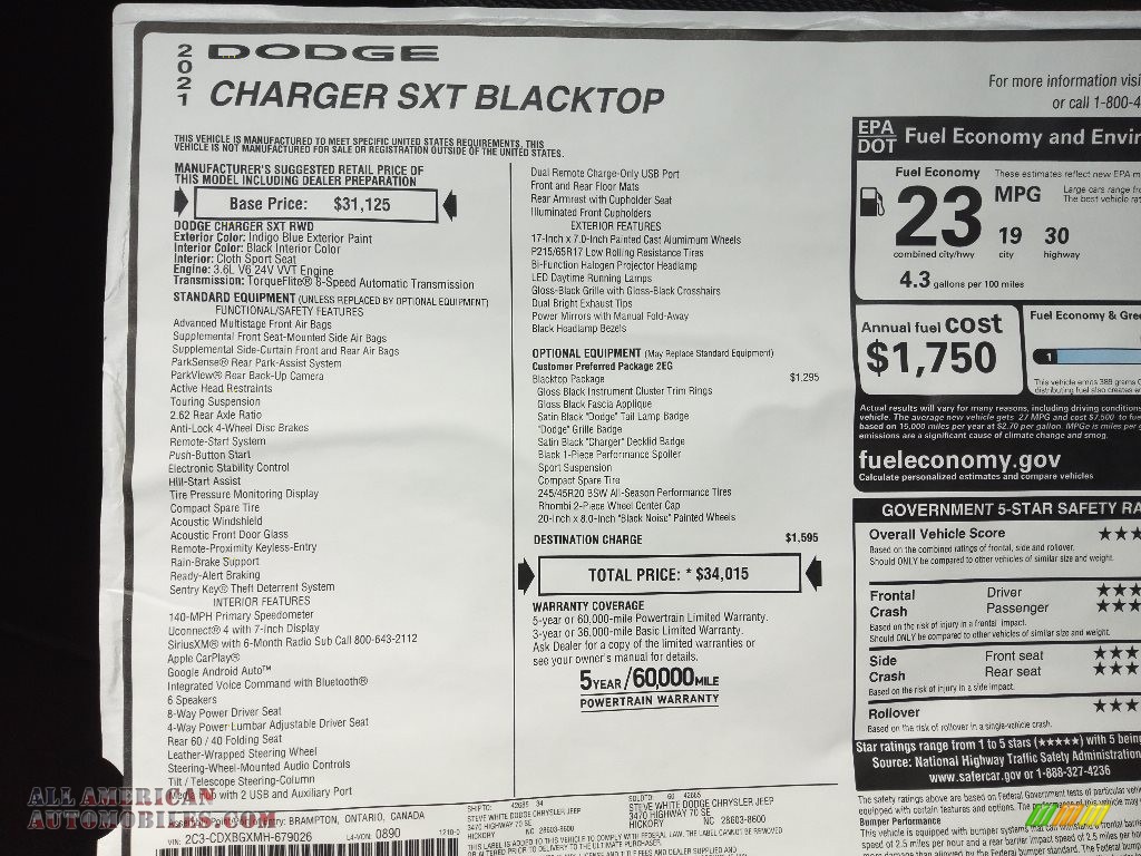 2021 Charger SXT - Indigo Blue / Black photo #25