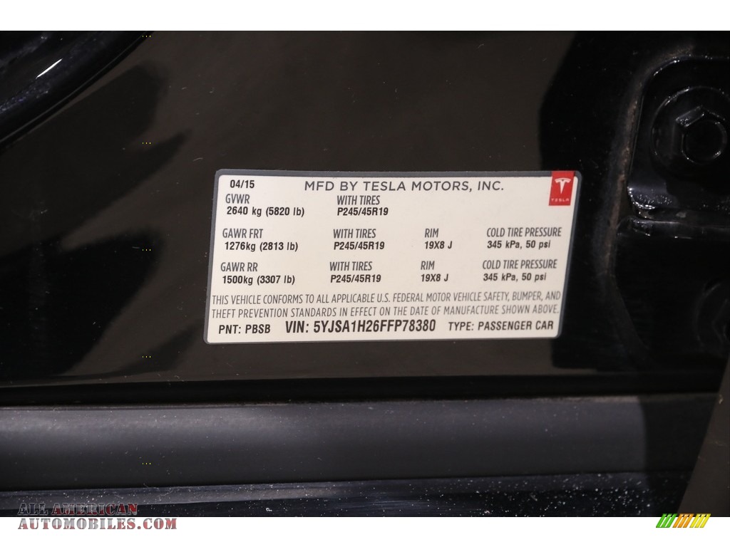 2015 Model S 85D - Solid Black / Tan photo #23