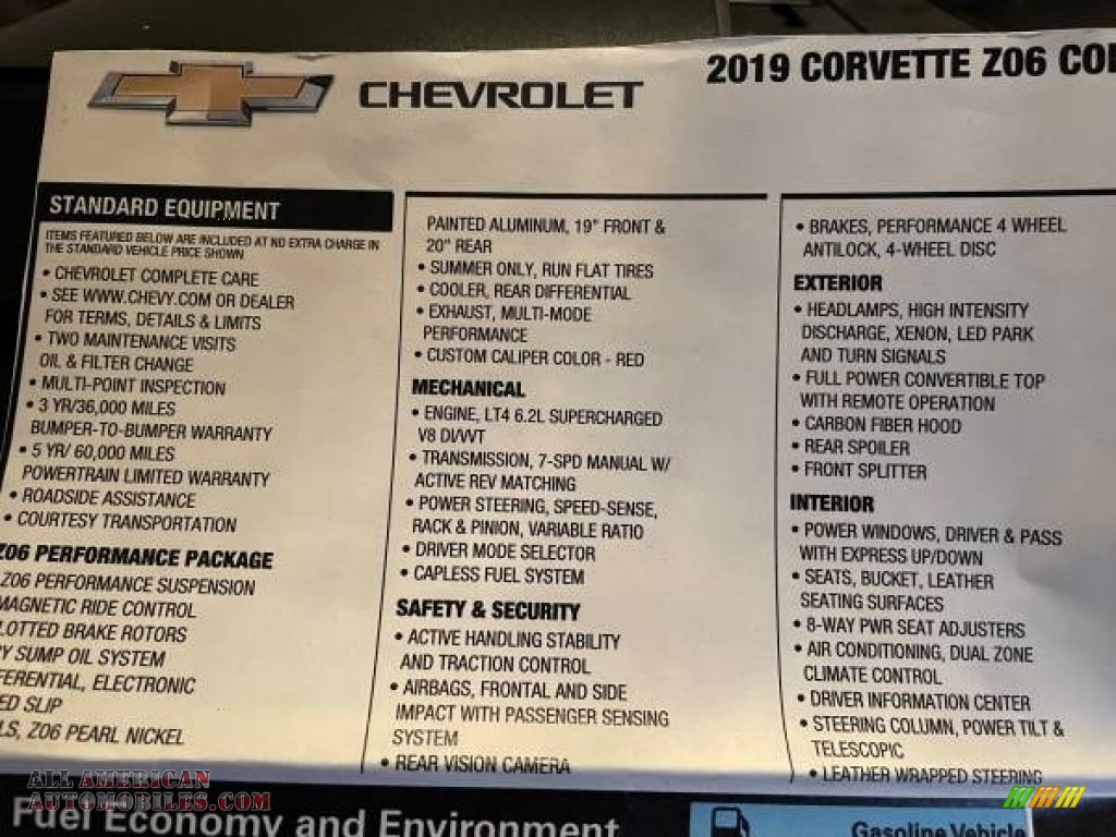 2019 Corvette Z06 Convertible - Black / Black photo #8