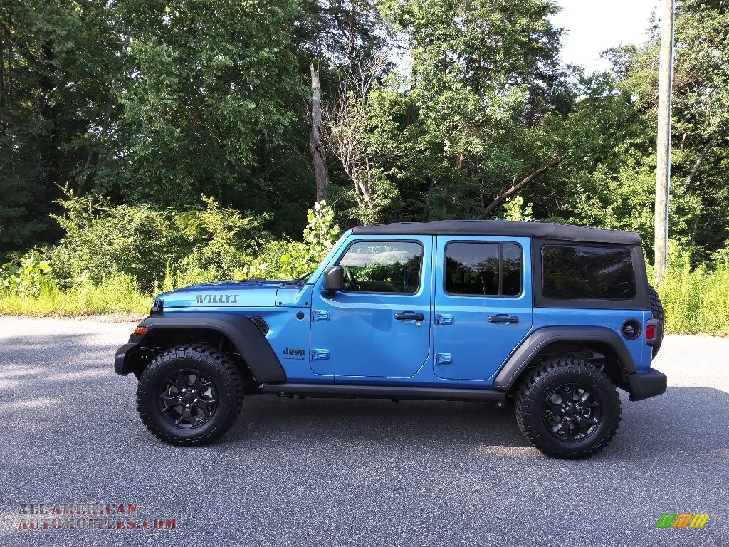 2022 Wrangler Unlimited Willys Sport 4x4 - Hydro Blue Pearl / Black photo #1