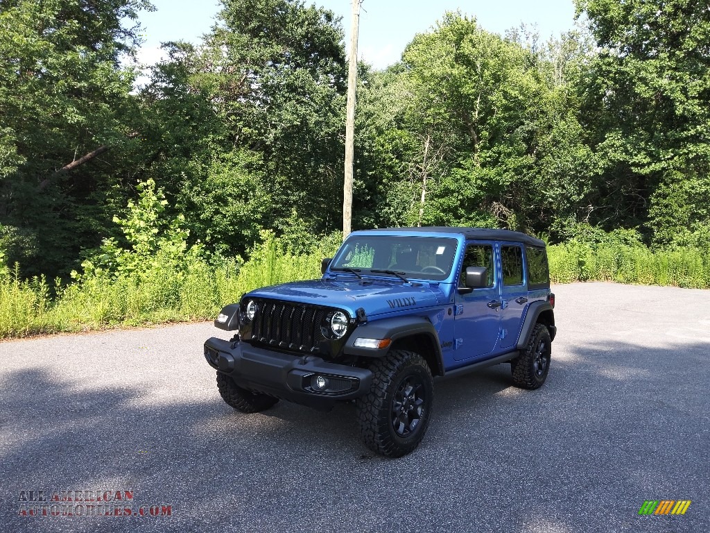 2022 Wrangler Unlimited Willys Sport 4x4 - Hydro Blue Pearl / Black photo #2