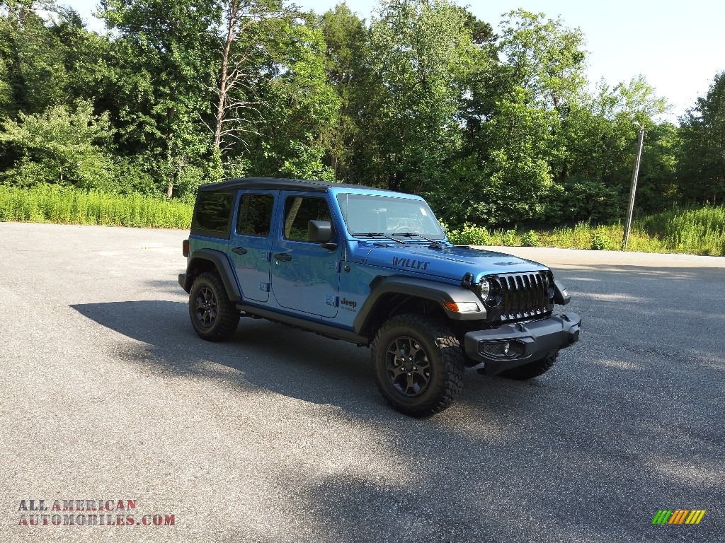 2022 Wrangler Unlimited Willys Sport 4x4 - Hydro Blue Pearl / Black photo #4