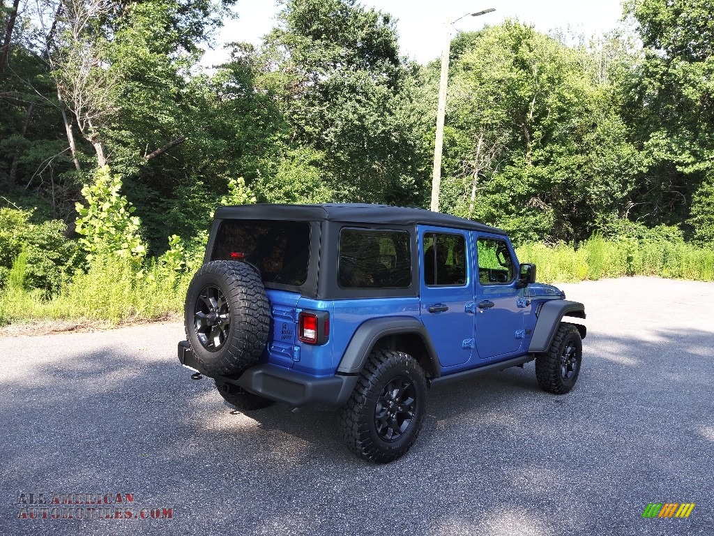 2022 Wrangler Unlimited Willys Sport 4x4 - Hydro Blue Pearl / Black photo #6