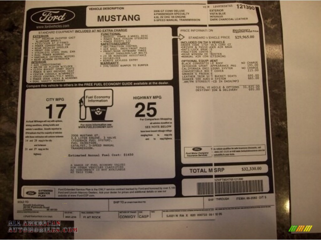 2006 Mustang Roush Stage 2 Convertible - Vista Blue Metallic / Blue/Dark Charcoal photo #10
