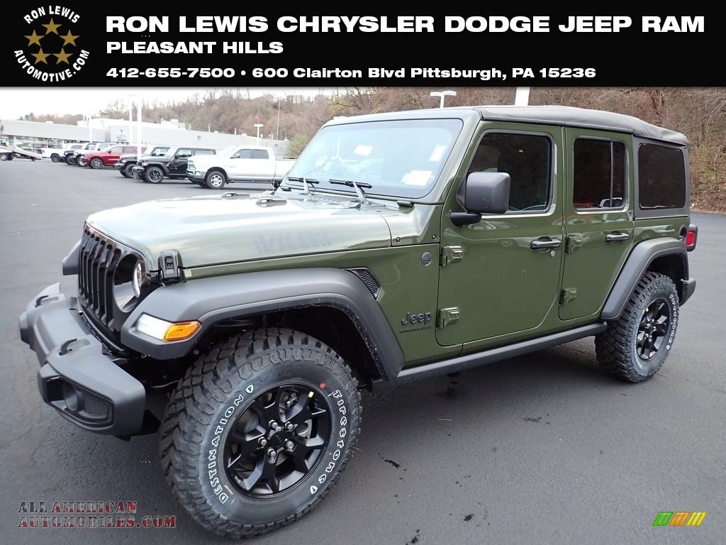 2023 Wrangler Unlimited Willys 4x4 - Sarge Green / Black photo #1