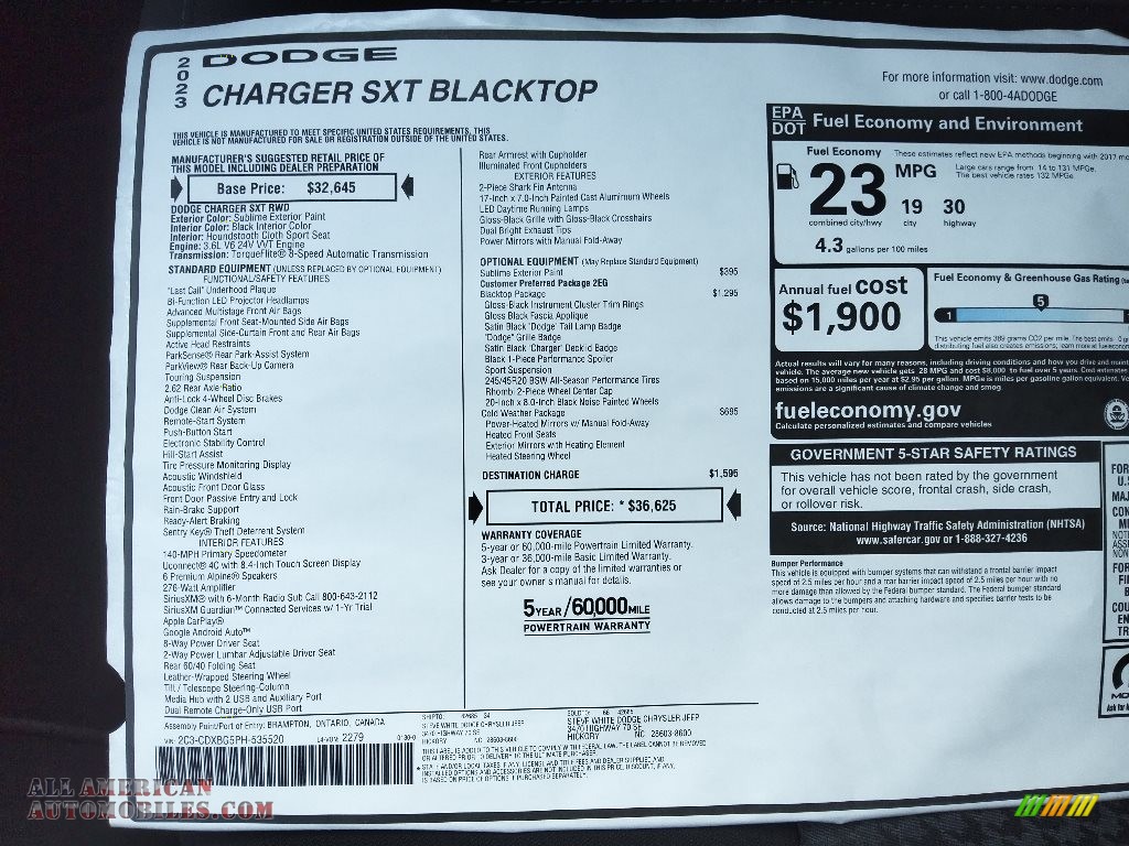 2023 Charger SXT Blacktop - Sublime Metallic / Black photo #28