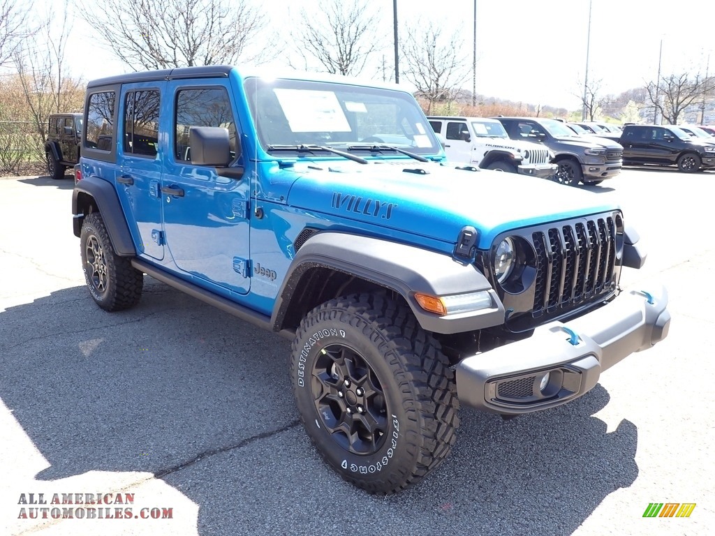 2023 Wrangler Unlimited Willys 4XE Hybrid - Hydro Blue Pearl / Black photo #7