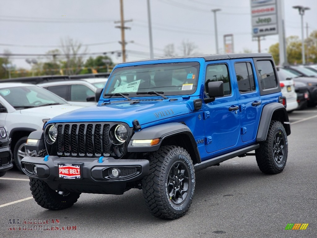 Hydro Blue Pearl / Black Jeep Wrangler Unlimited Willys 4XE Hybrid