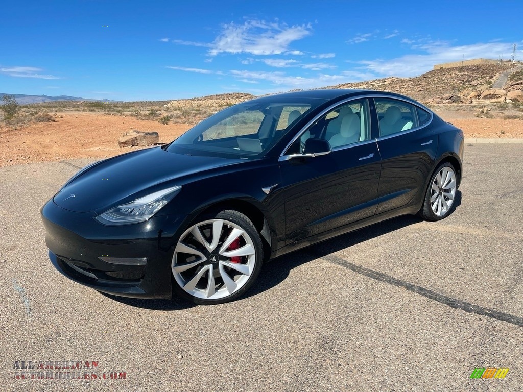 2019 Model 3 Performance - Solid Black / Black and White photo #1