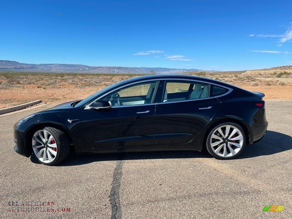 2019 Model 3 Performance - Solid Black / Black and White photo #2