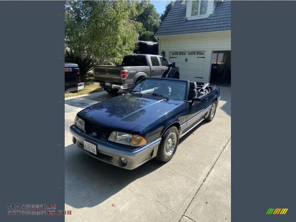 1989 Mustang GT Convertible - Deep Shadow Blue Metallic / Grey photo #1