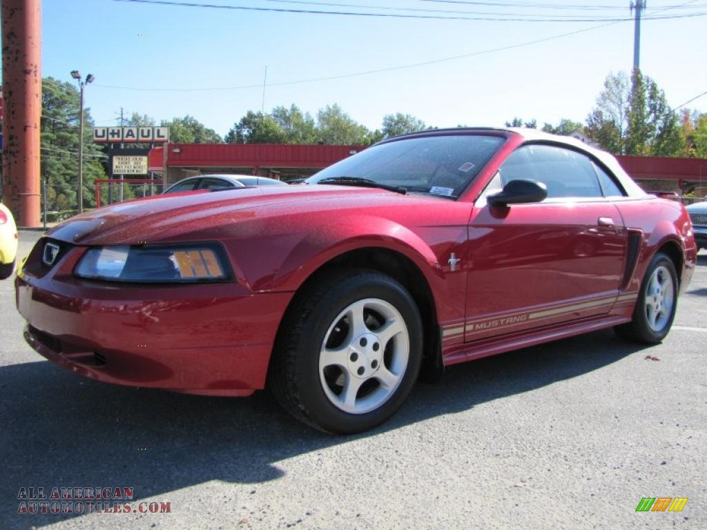 2001 Mustang V6 Convertible - Laser Red Metallic / Medium Parchment photo #1