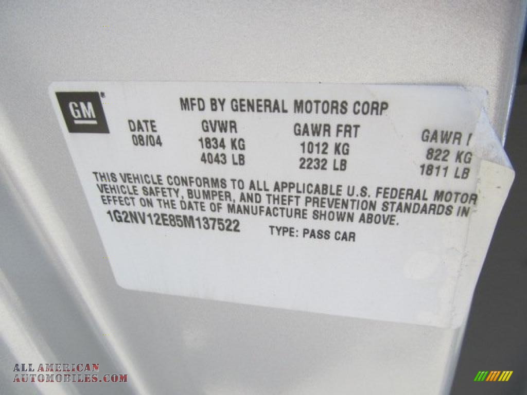 2005 Grand Am GT Coupe - Galaxy Silver Metallic / Dark Pewter photo #15