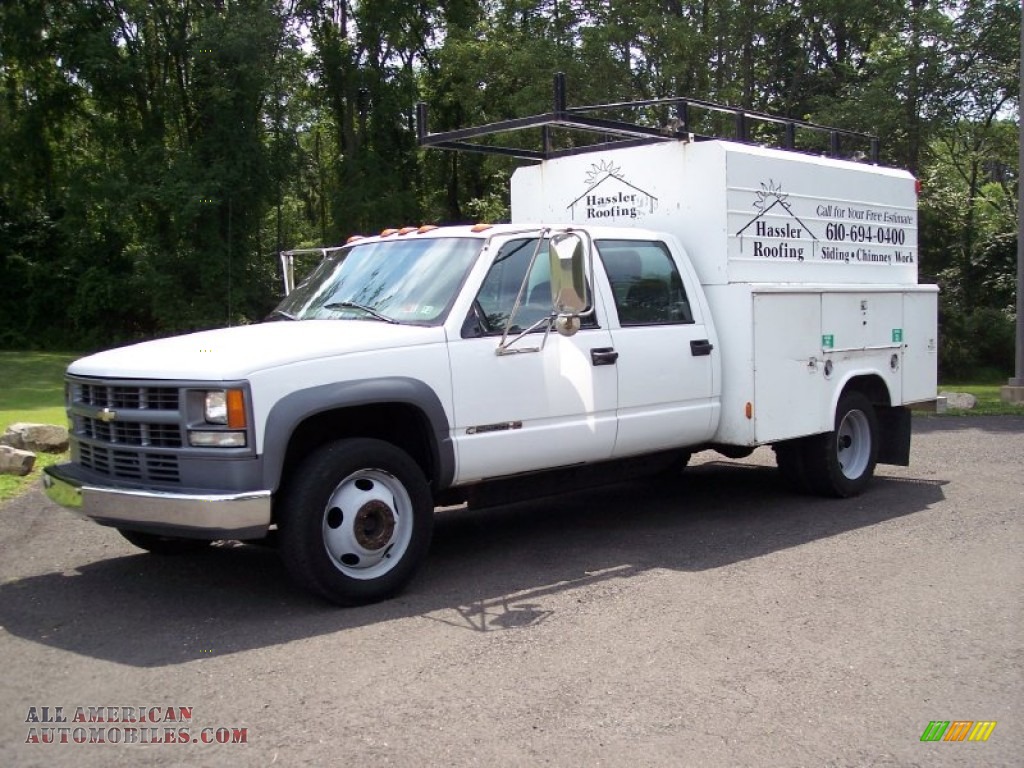 Summit White / Gray Chevrolet C/K 3500 C3500 Crew Cab Commercial Truck