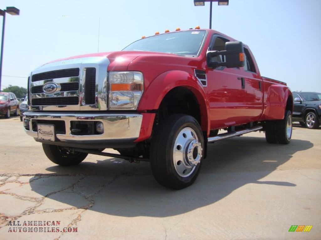 2008 F450 Super Duty Lariat Crew Cab 4x4 Dually - Red Clearcoat / Tan photo #7