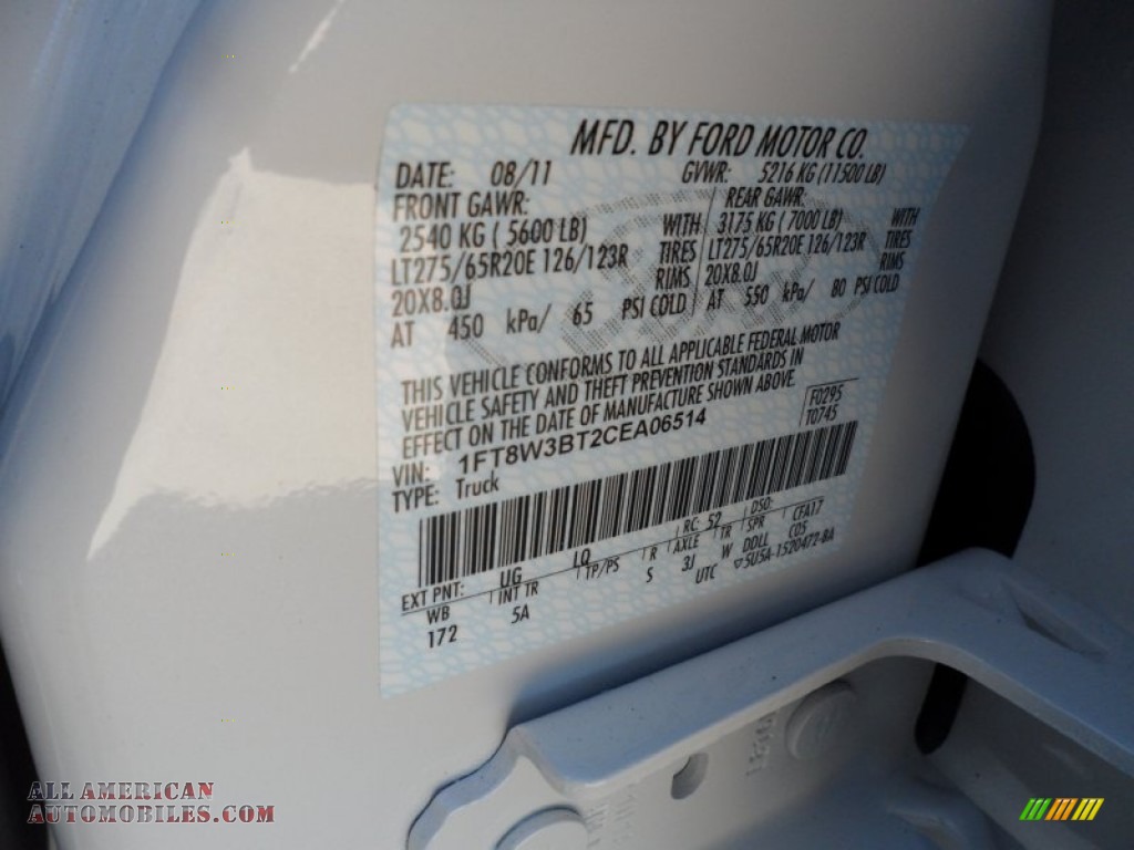 2012 F350 Super Duty Lariat Crew Cab 4x4 - White Platinum Metallic Tri-Coat / Adobe photo #39