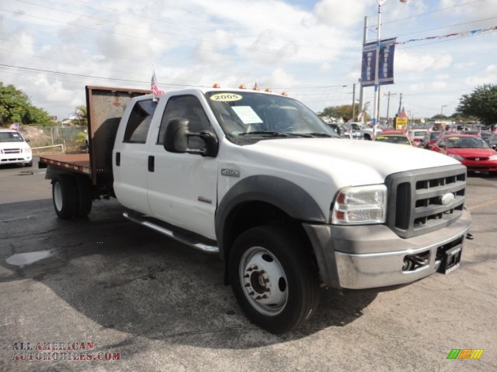 2005 Ford F450 Super Duty Xl Crew Cab 4x4 Flat Bed In Oxford White